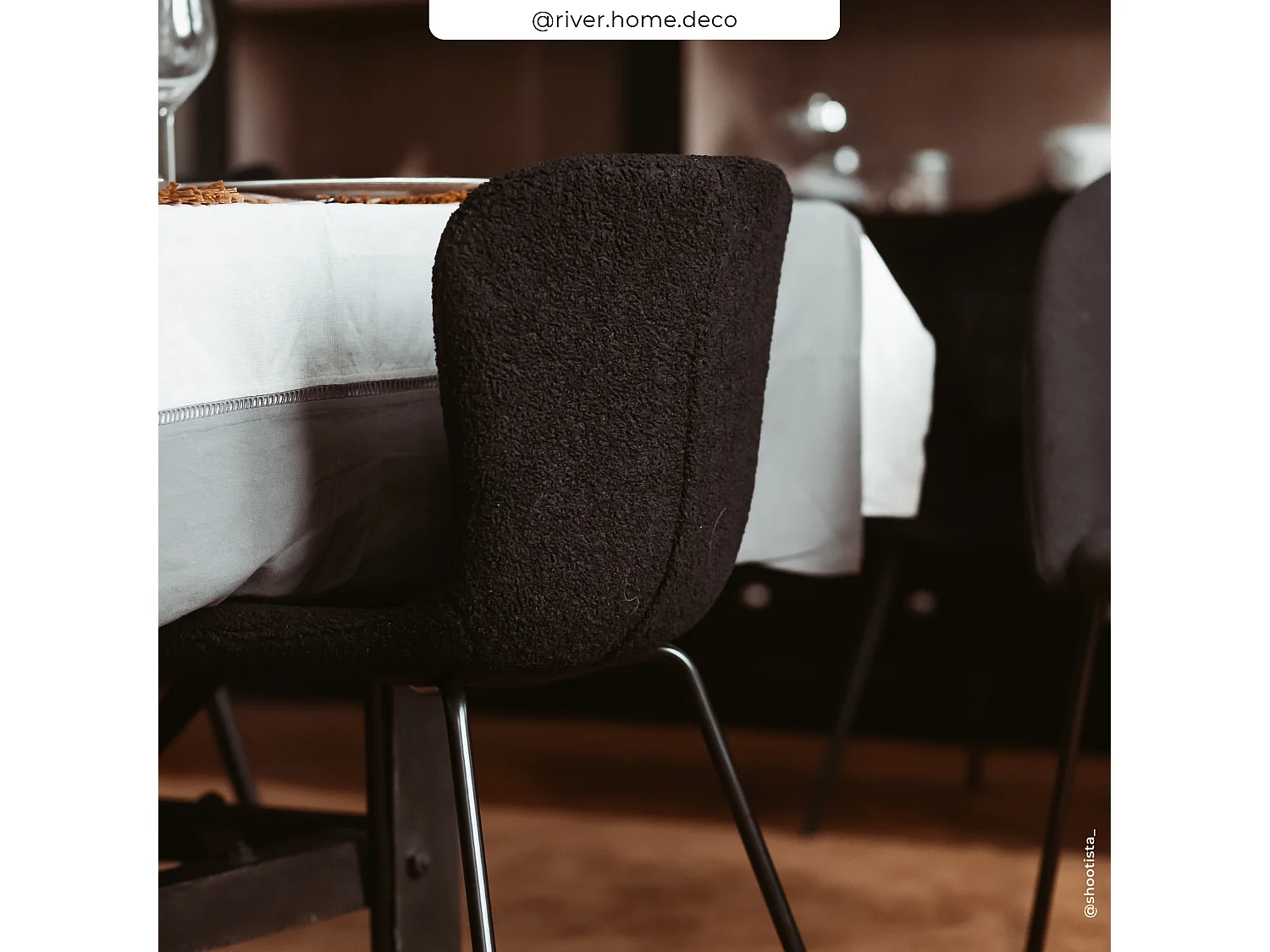 Lot de 2 chaises effet laine bouclette noire et pieds en métal - Koko