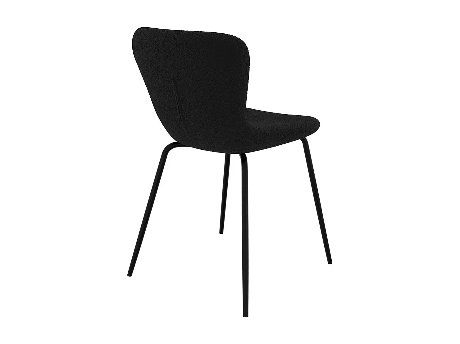 Lot de 2 chaises effet laine bouclette noire et pieds en métal - Koko