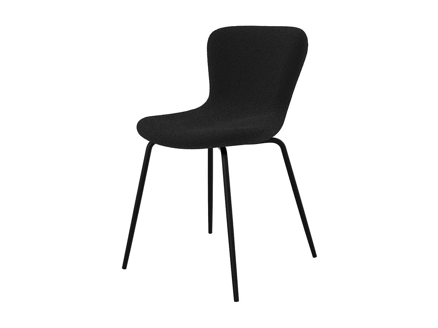 Lot de 2 chaises effet laine bouclette noire et pieds en métal - Koko