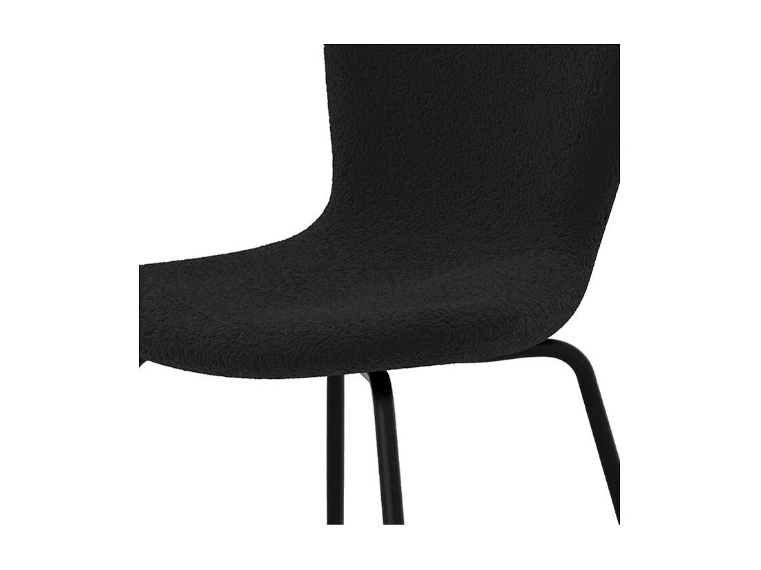 Lot de 2 chaises effet laine bouclette noire et pieds en métal - Koko