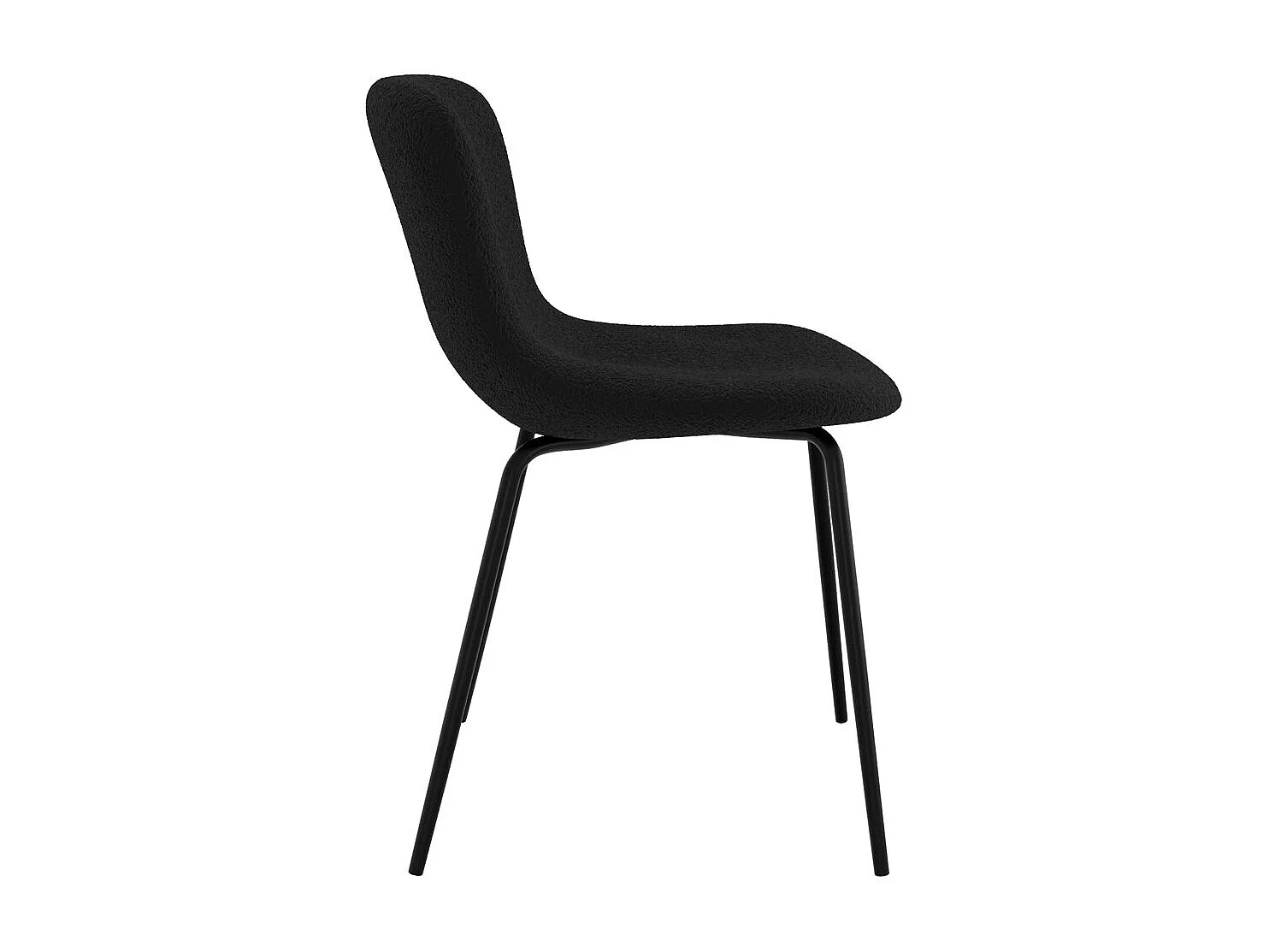 Lot de 2 chaises effet laine bouclette noire et pieds en métal - Koko