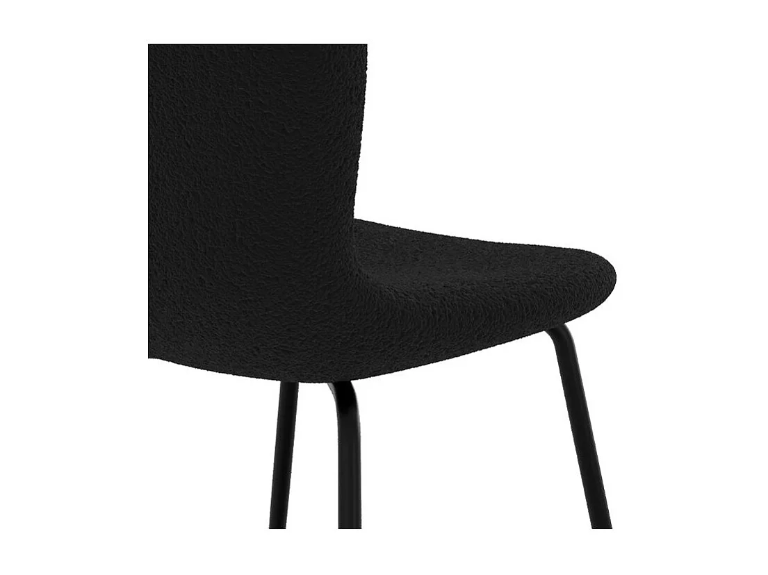 Lot de 2 chaises effet laine bouclette noire et pieds en métal - Koko