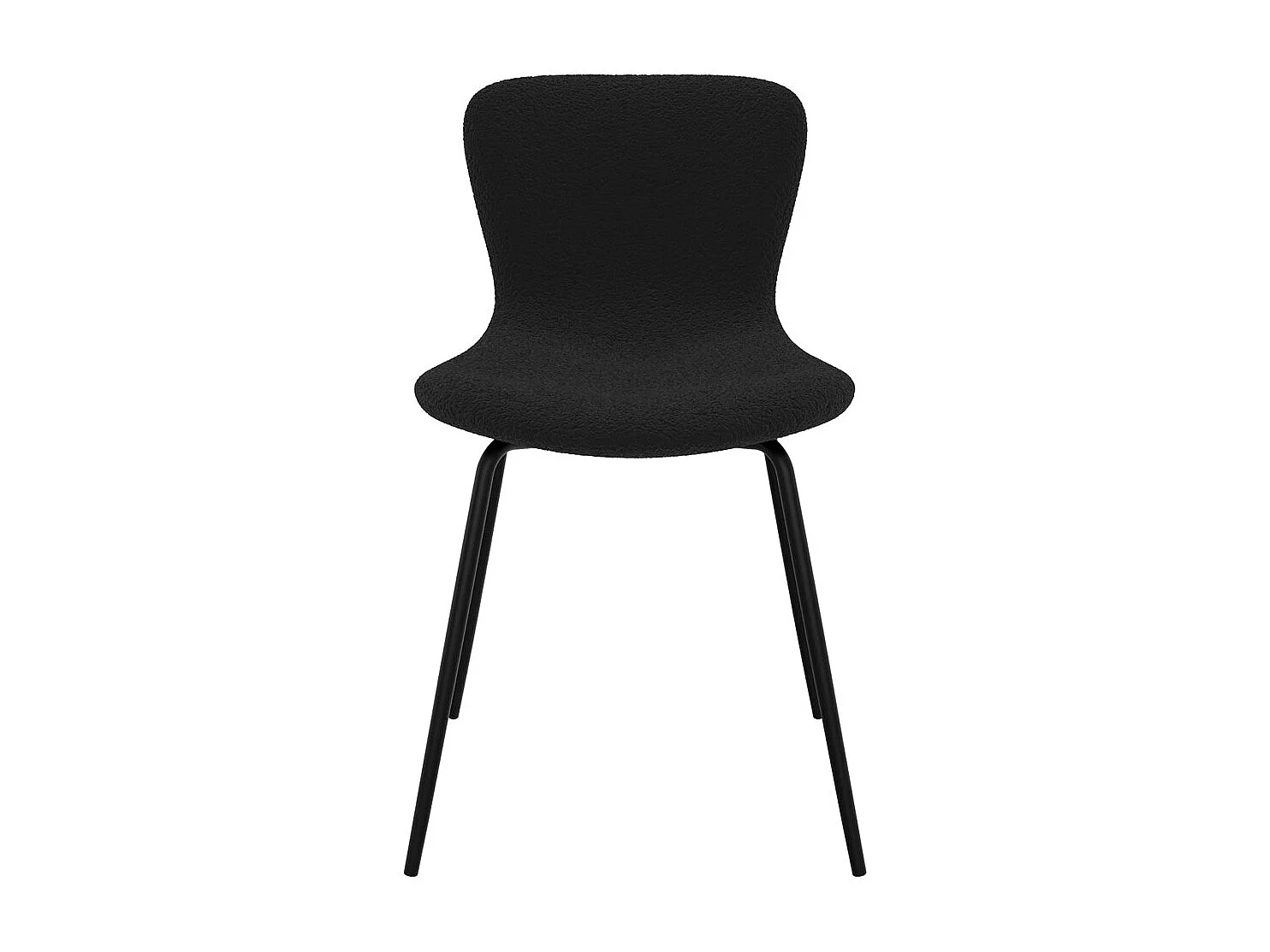 Lot de 2 chaises effet laine bouclette noire et pieds en métal - Koko