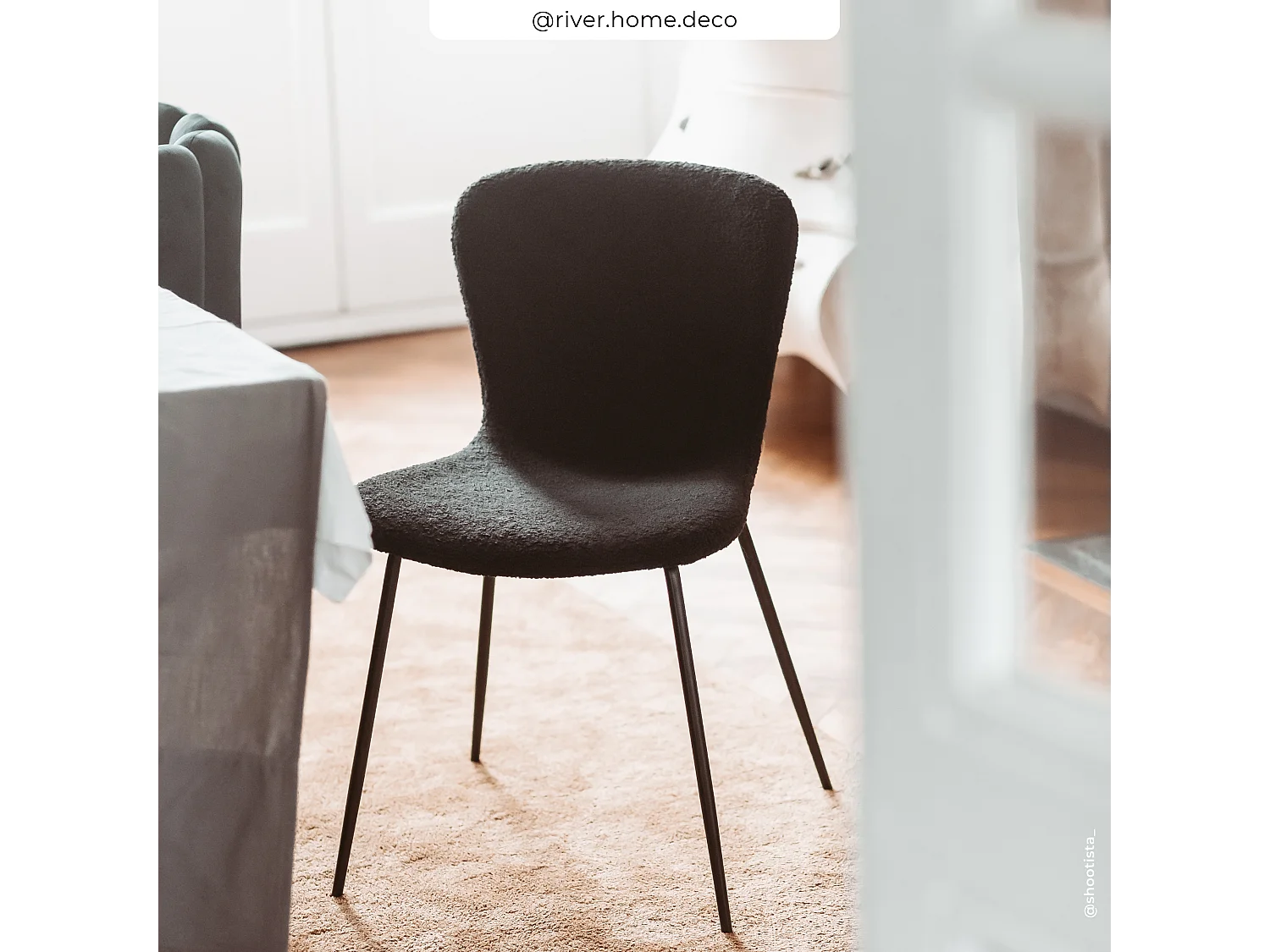 Set de 2 sillas efecto lana negra con patas de metal - Koko