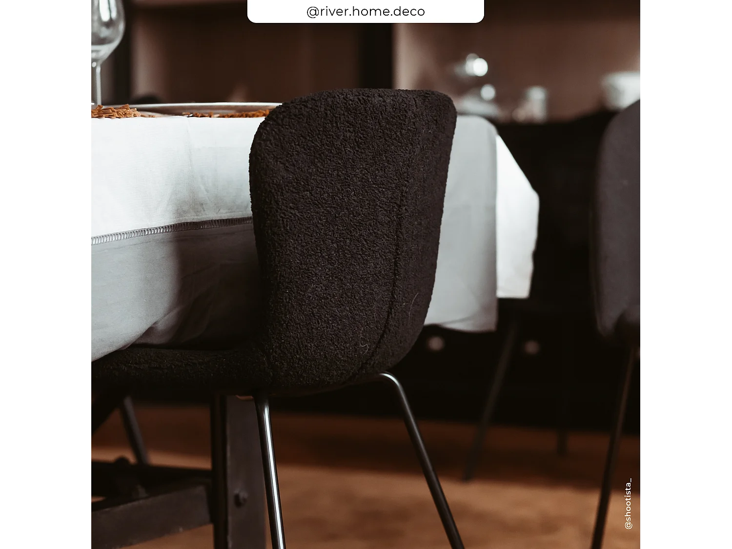 Set de 2 sillas efecto lana negra con patas de metal - Koko