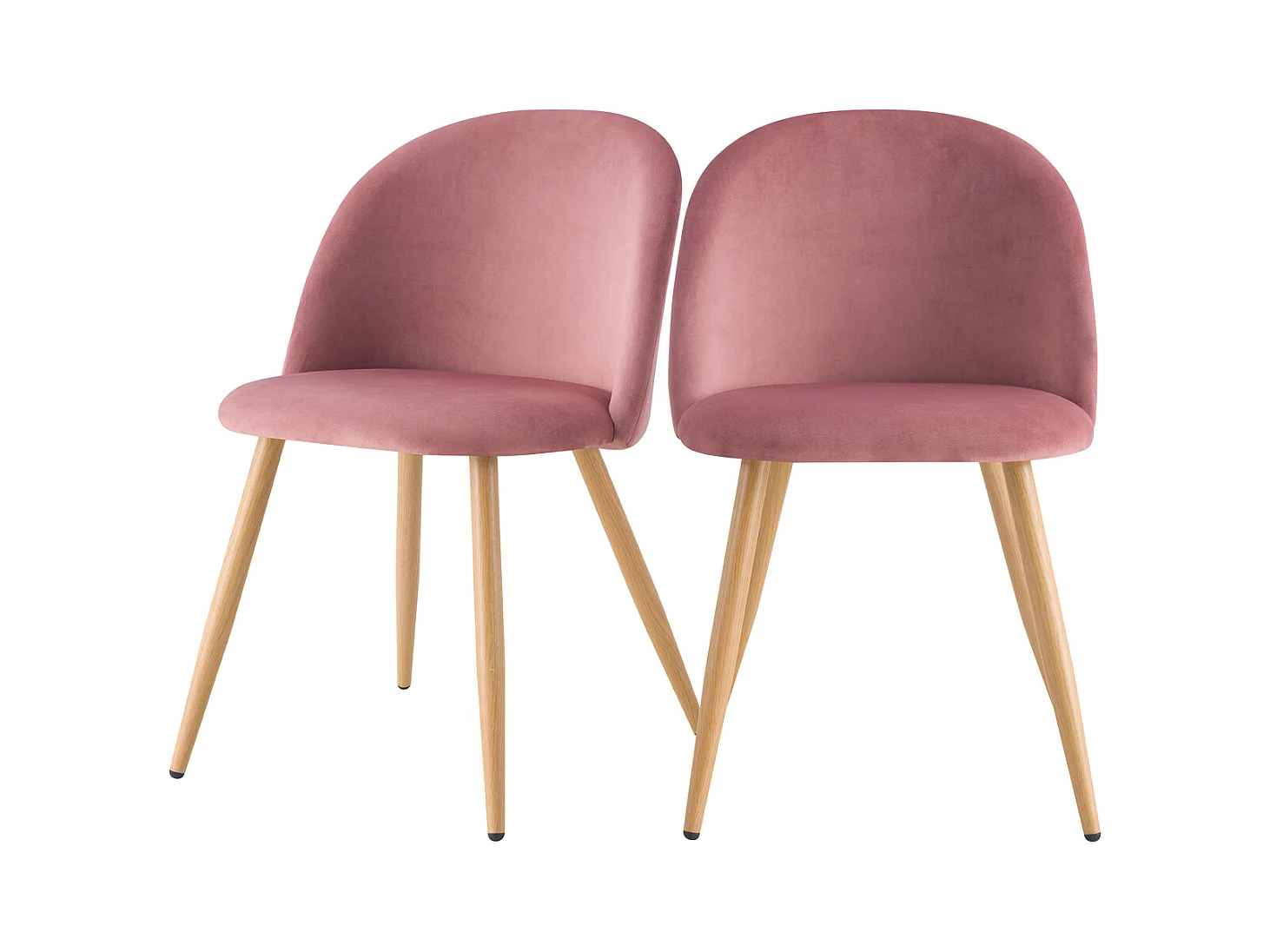 Set de 2 sillas de terciopelo rosa con patas de metal - Cozy