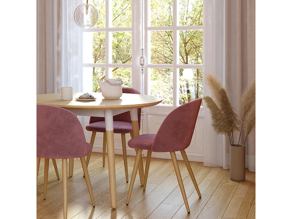 Lot de 2 chaises en velours rose et pieds en métal - Cozy