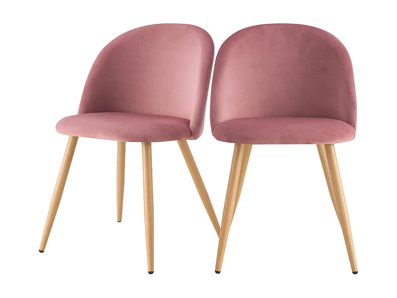 Set di 2 sedie in velluto rosa con gambe in metallo - Cozy