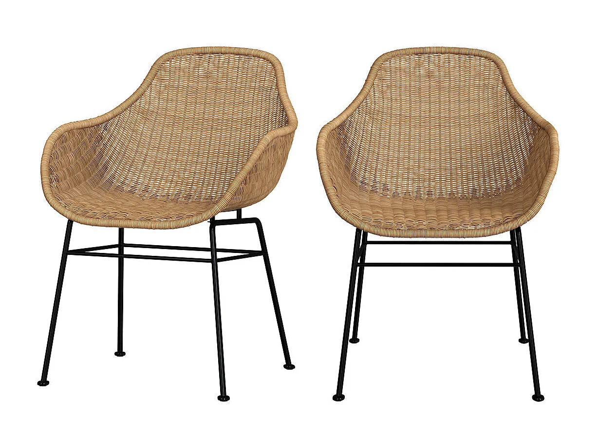 Lot de 2 chaises en résine tressée naturelle - Carmela