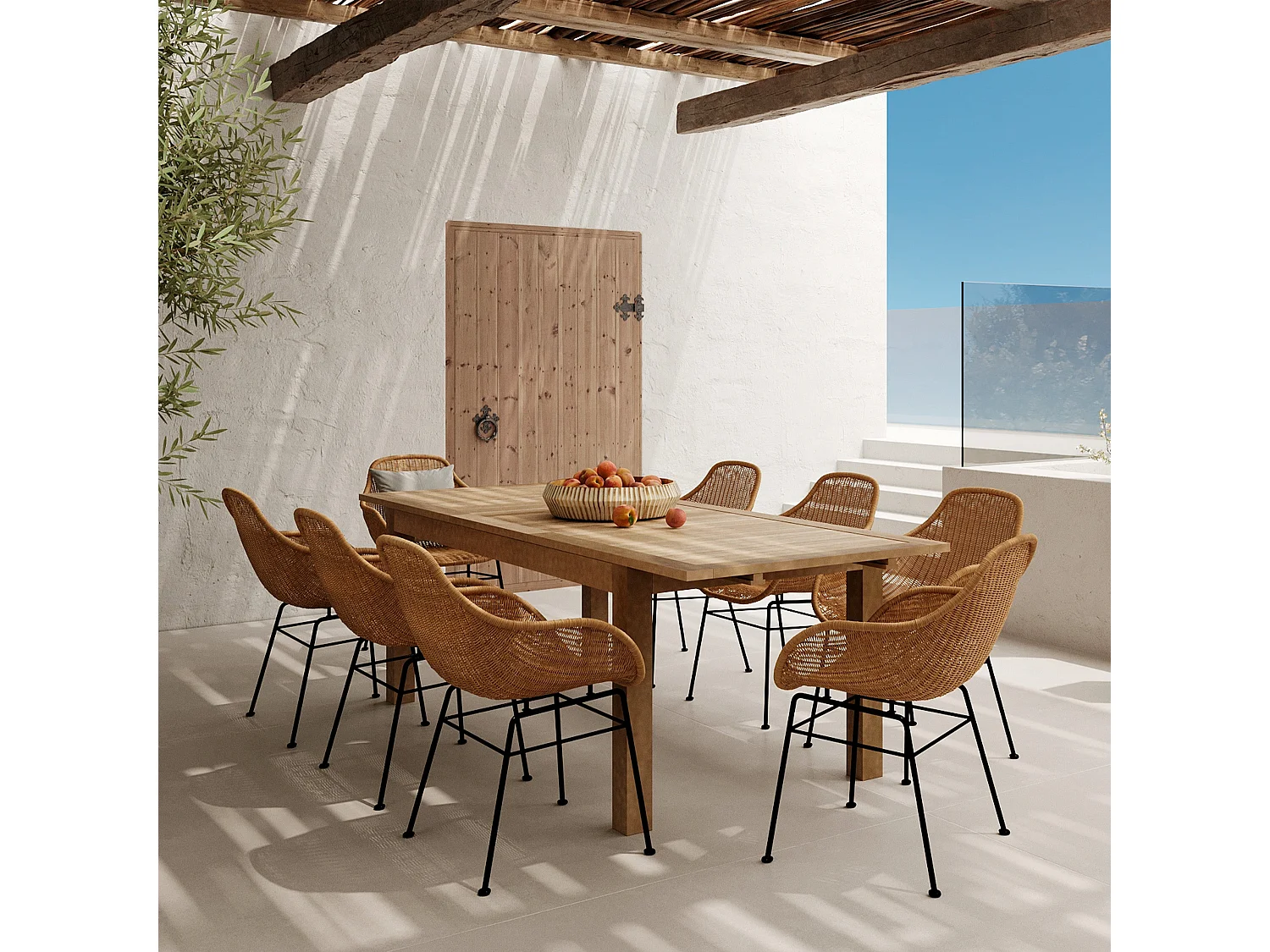 Set di 2 sedie in resina intrecciata naturale - Carmela
