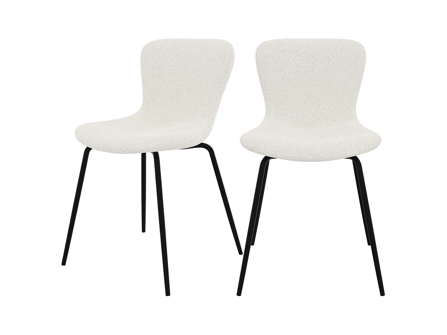 Set de 2 sillas blancas efecto lana con patas de metal - Koko