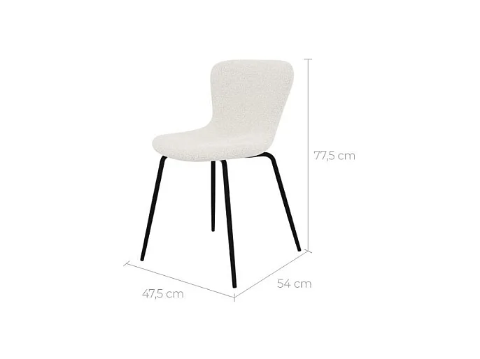 Set de 2 sillas blancas efecto lana con patas de metal - Koko