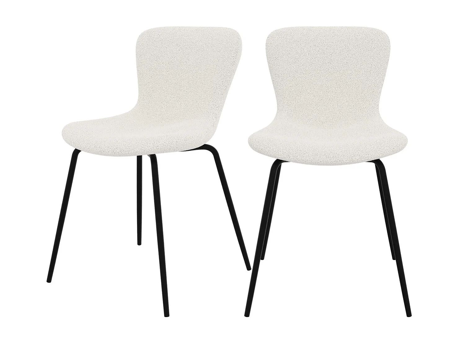 Set de 2 sillas blancas efecto lana con patas de metal - Koko