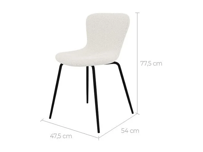 Set de 2 sillas blancas efecto lana con patas de metal - Koko