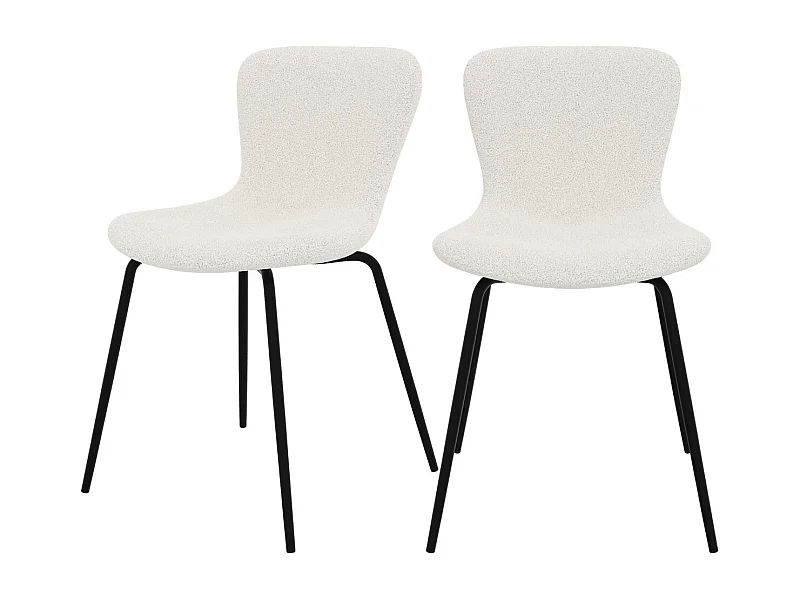 Lot de 2 chaises effet laine bouclette blanche et pieds en métal - Koko
