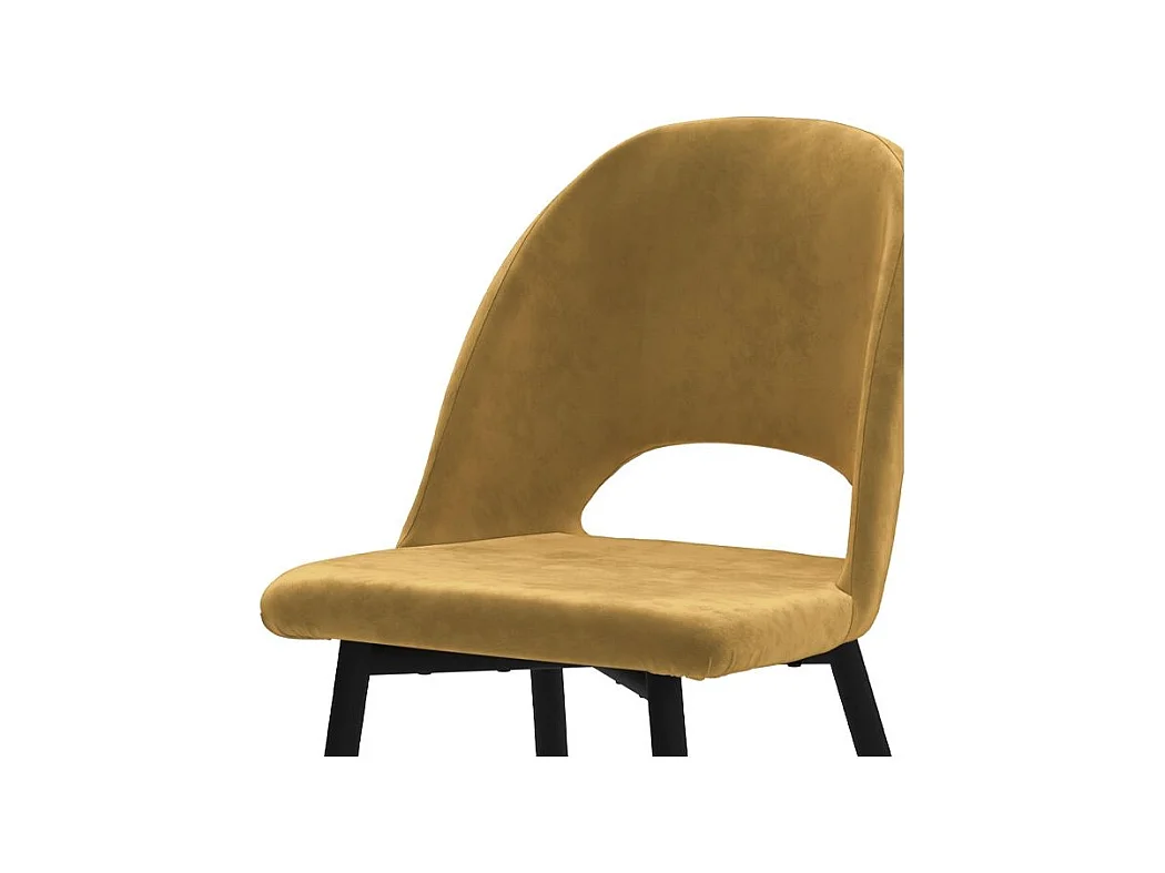 Set di 2 sedie in velluto giallo con gambe in metallo nero