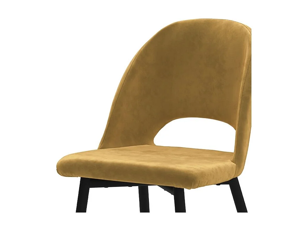 Lote de 2 sillas de terciopelo amarillo con patas de metal negro