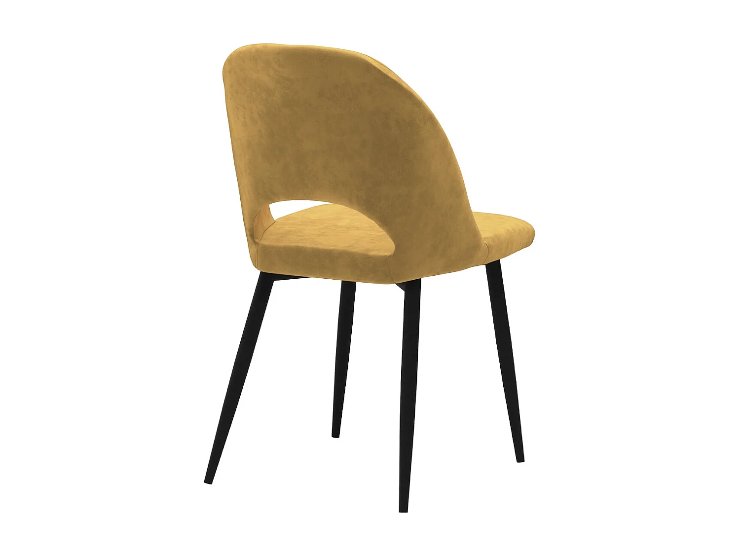 Lote de 2 sillas de terciopelo amarillo con patas de metal negro