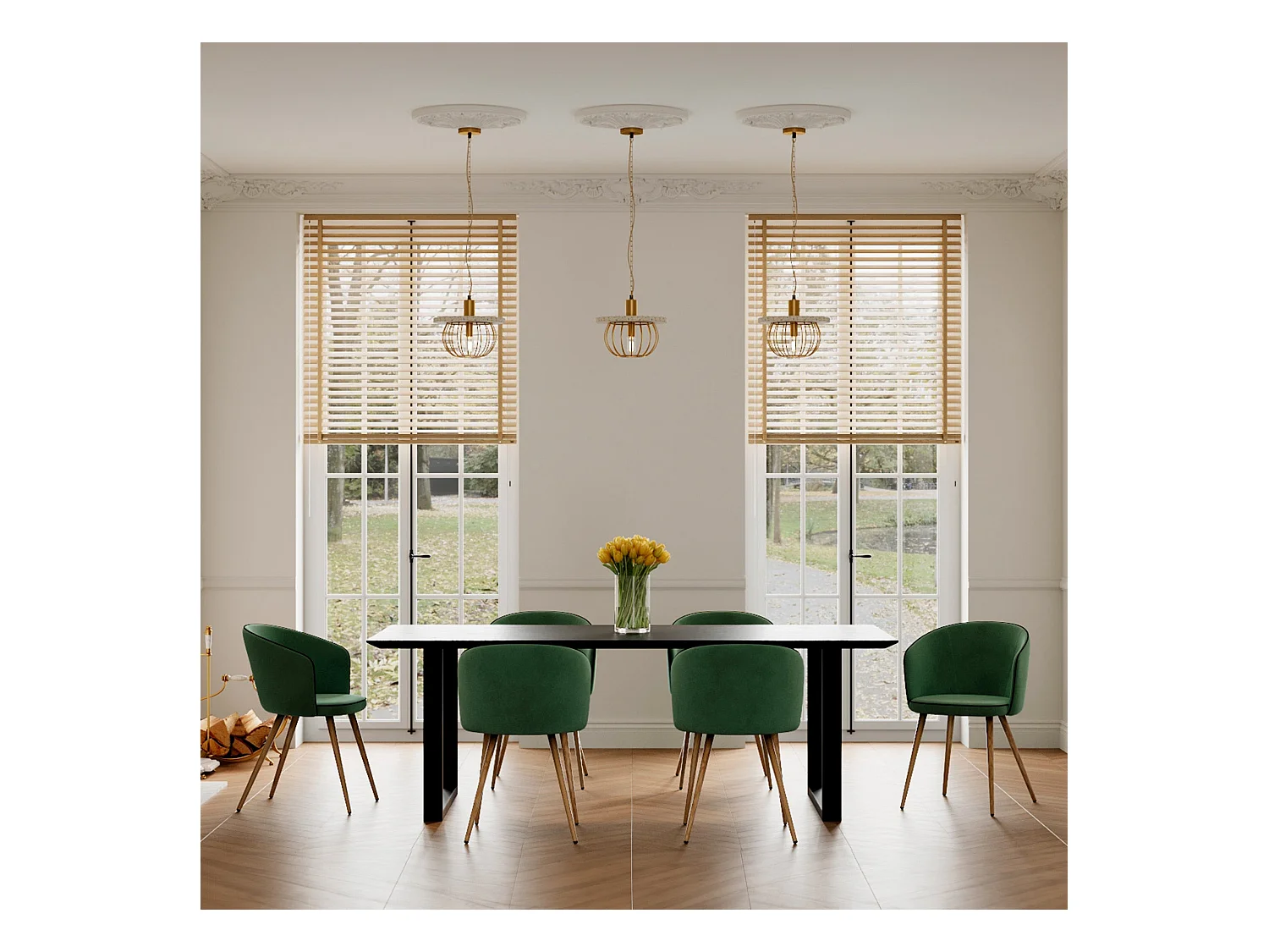 Lot de 2 chaises en velours vert - Chiara