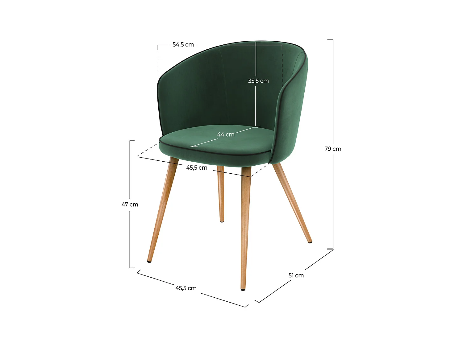 Lot de 2 chaises en velours vert - Chiara