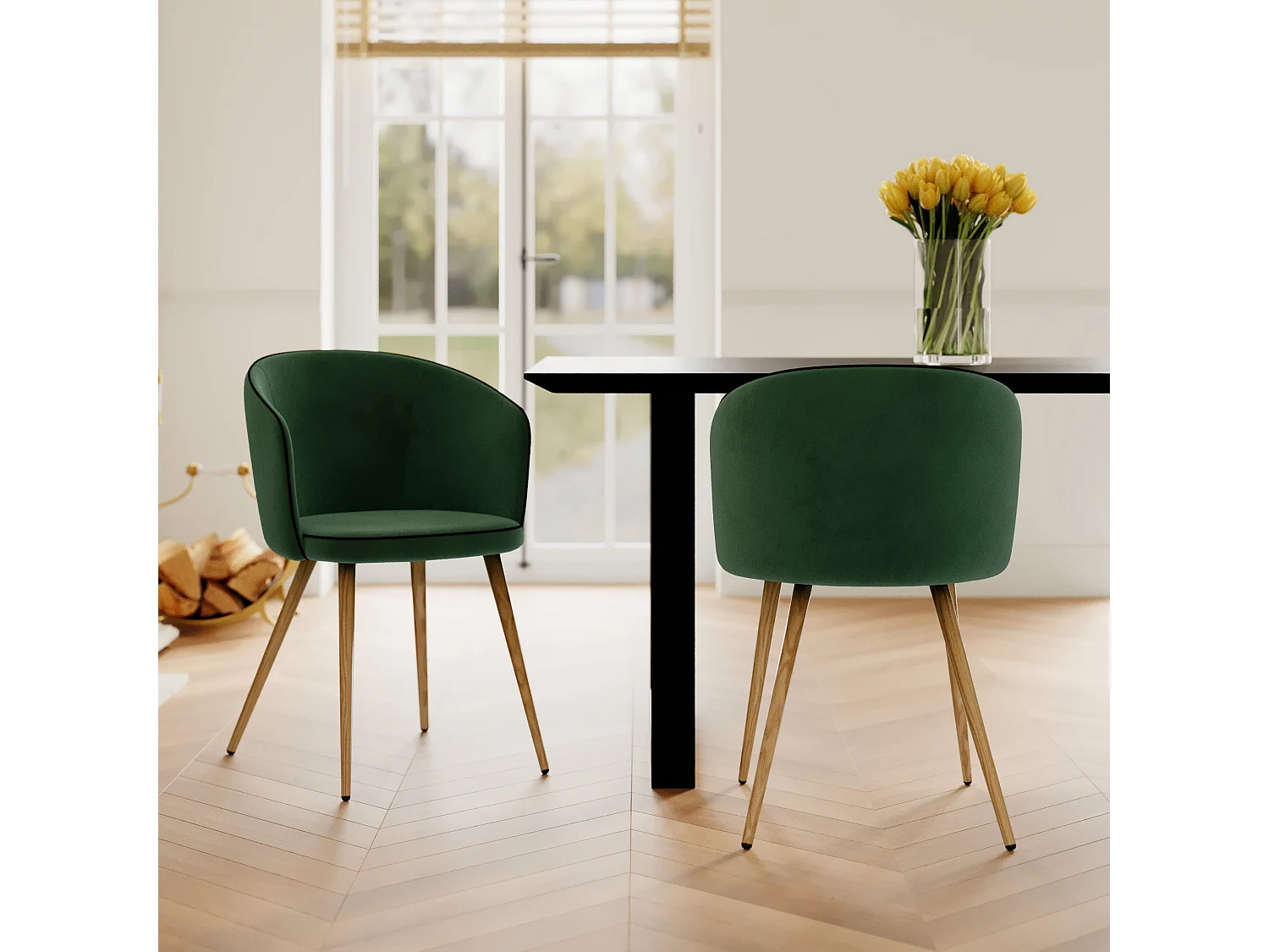 Set di 2 sedie in velluto verde acqua - Chiara