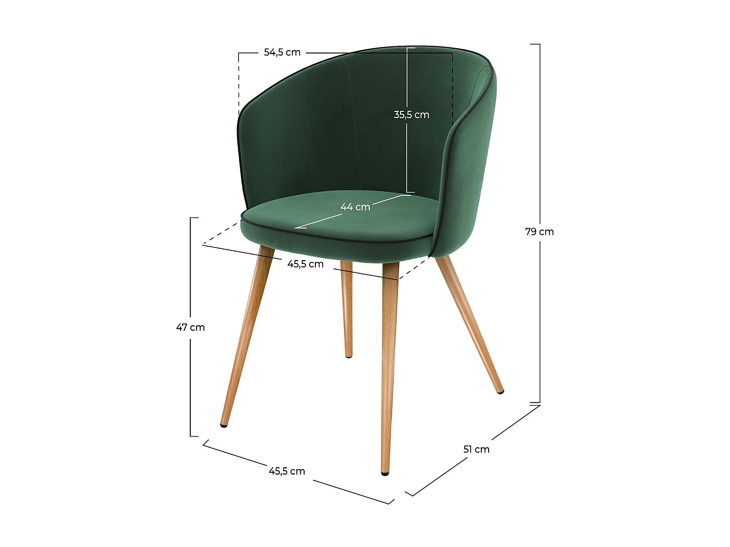 Set di 2 sedie in velluto verde acqua - Chiara