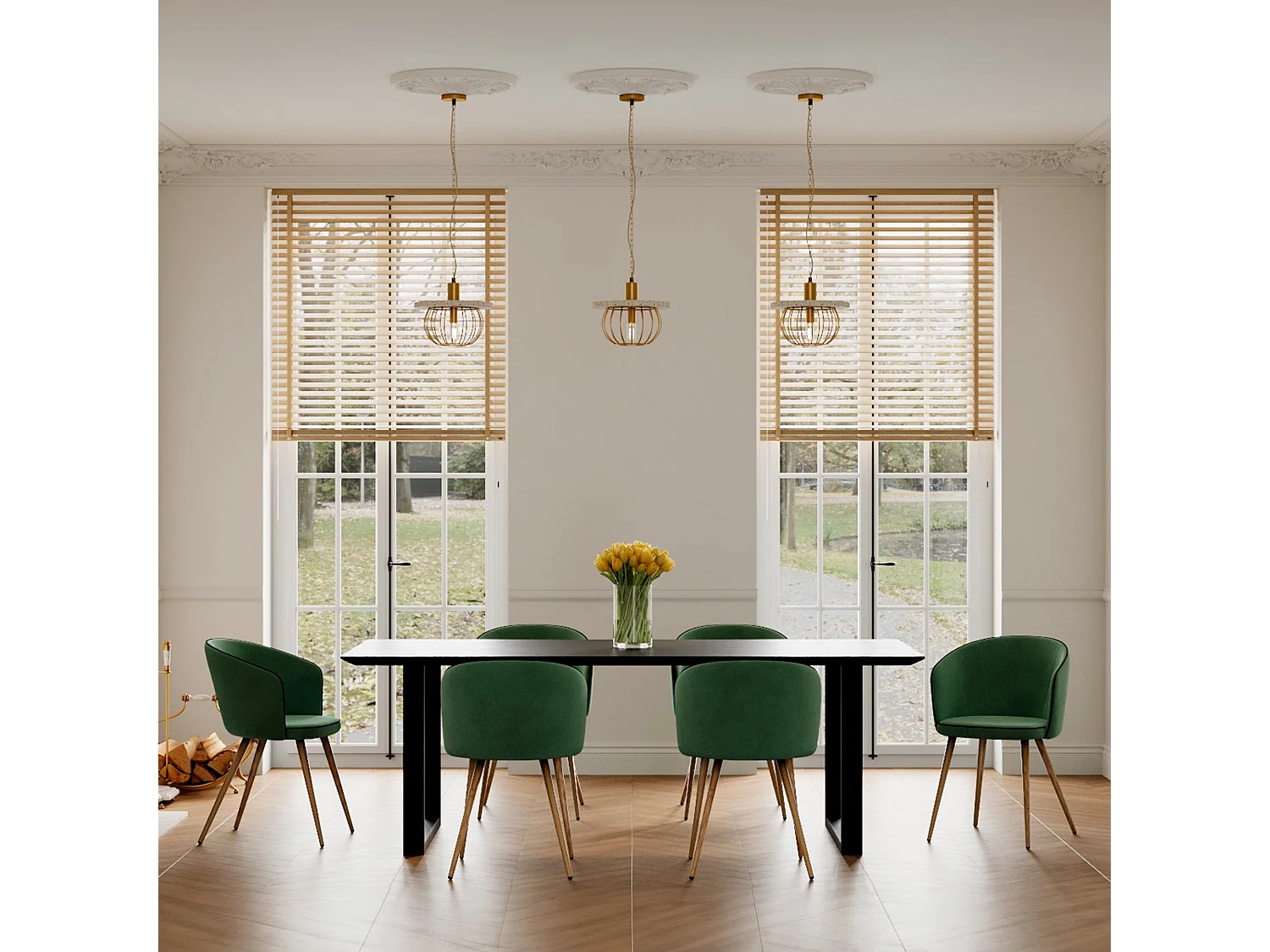 Set di 2 sedie in velluto verde acqua - Chiara