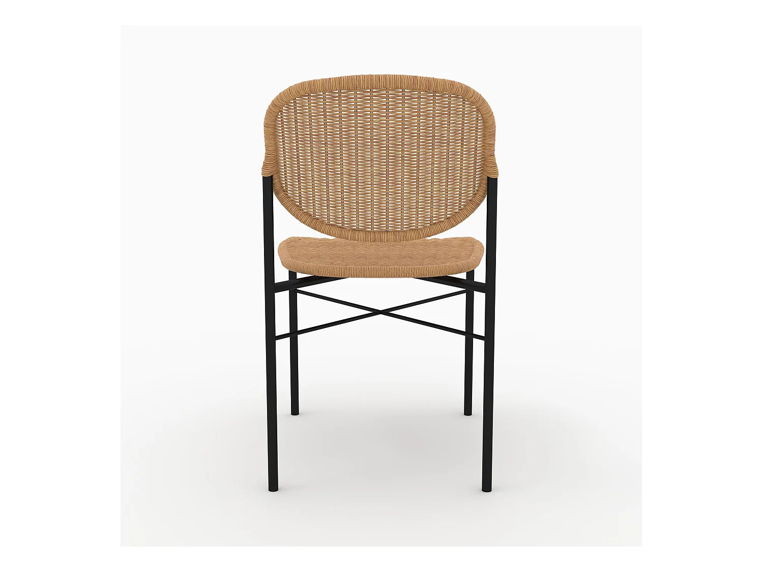 Set de 2 sillas de resina natural trenzada con patas de metal - Messa