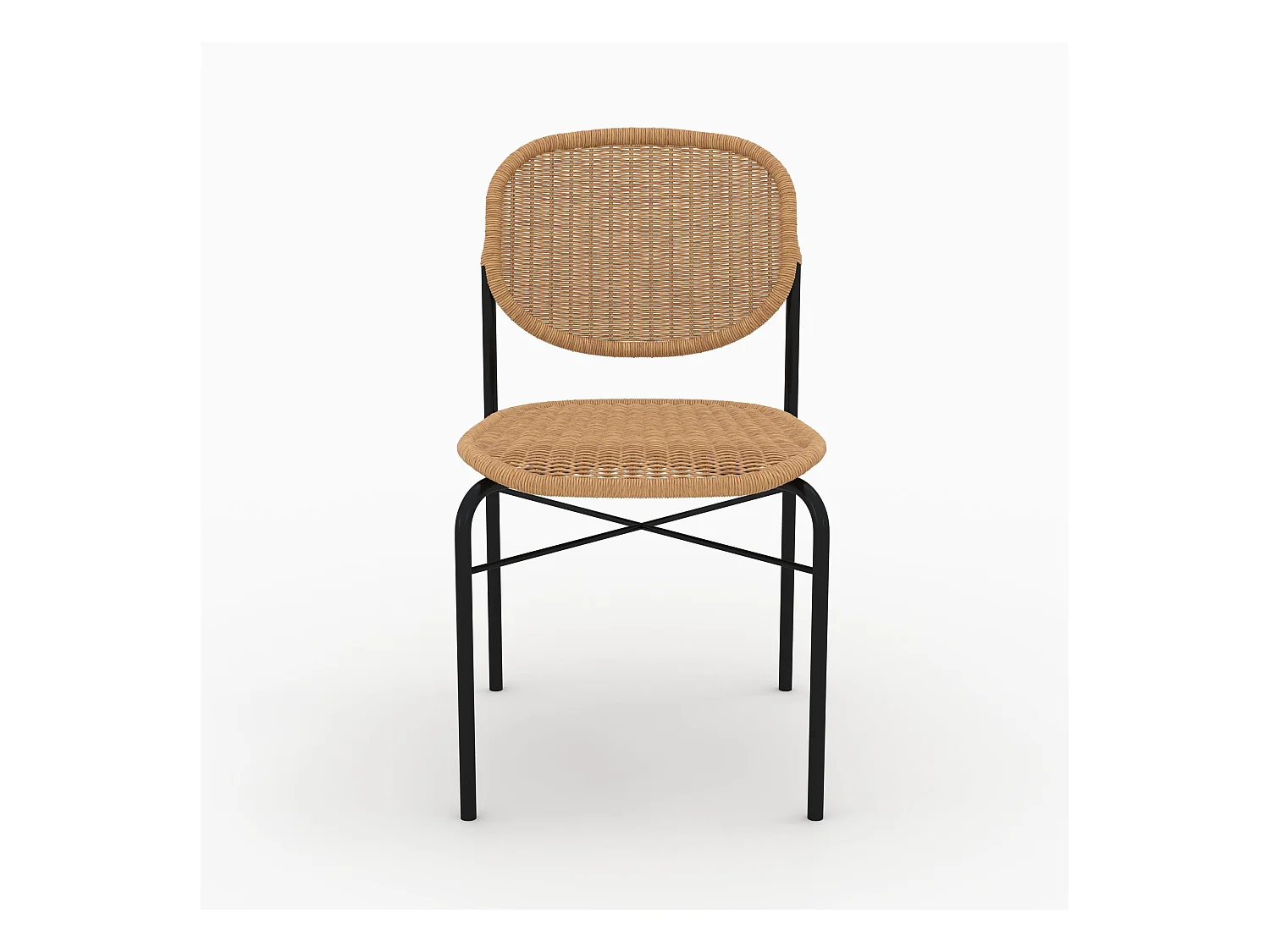 Set de 2 sillas de resina natural trenzada con patas de metal - Messa