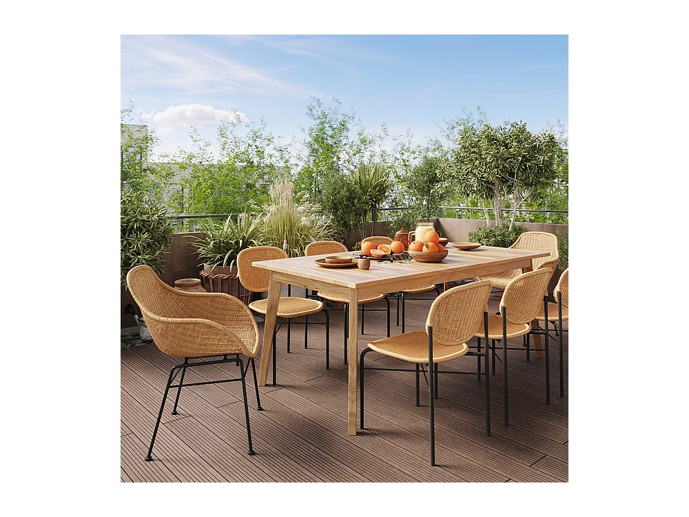 Set de 2 sillas de resina natural trenzada con patas de metal - Messa