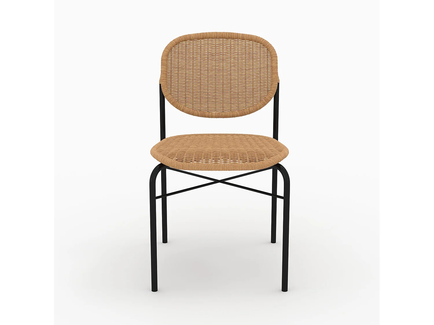 Lot de 2 chaises en résine tressée naturelle et pieds en métal - Messa