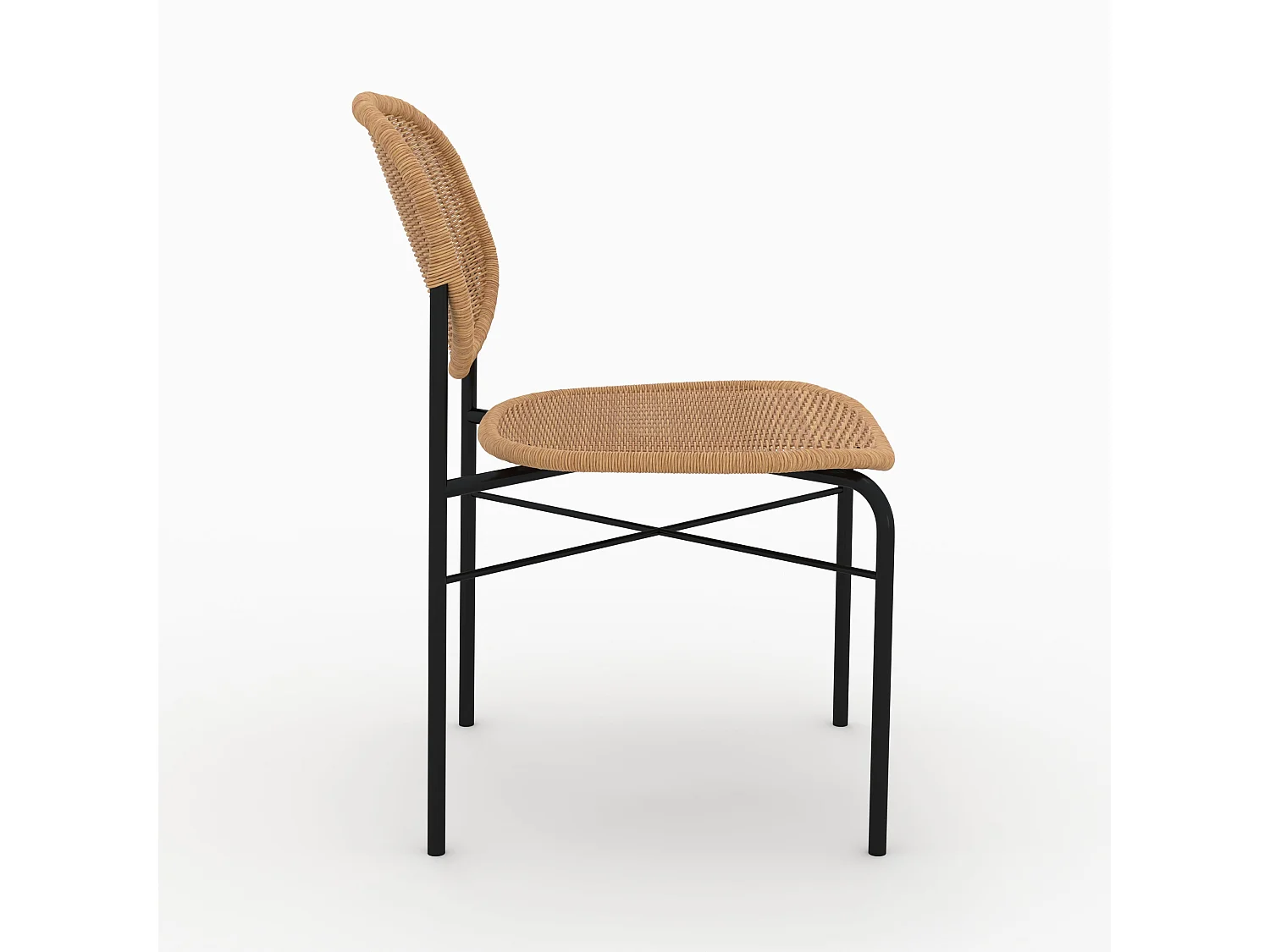 Lot de 2 chaises en résine tressée naturelle et pieds en métal - Messa