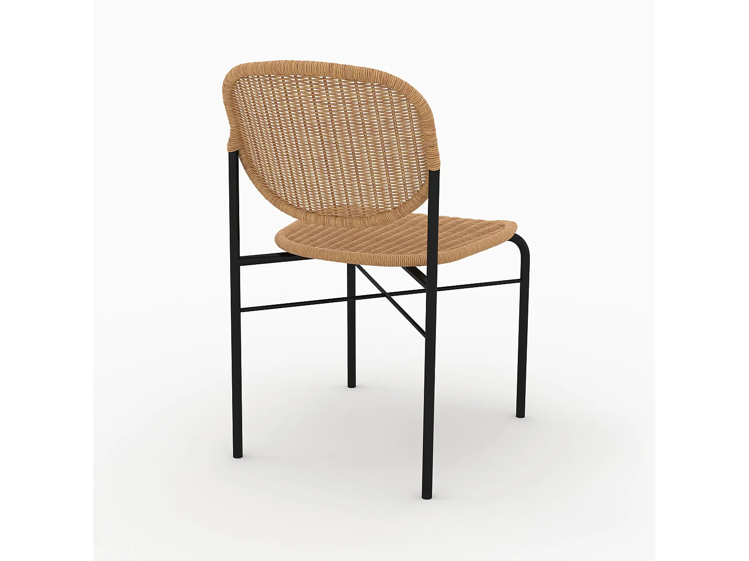 Lot de 2 chaises en résine tressée naturelle et pieds en métal - Messa