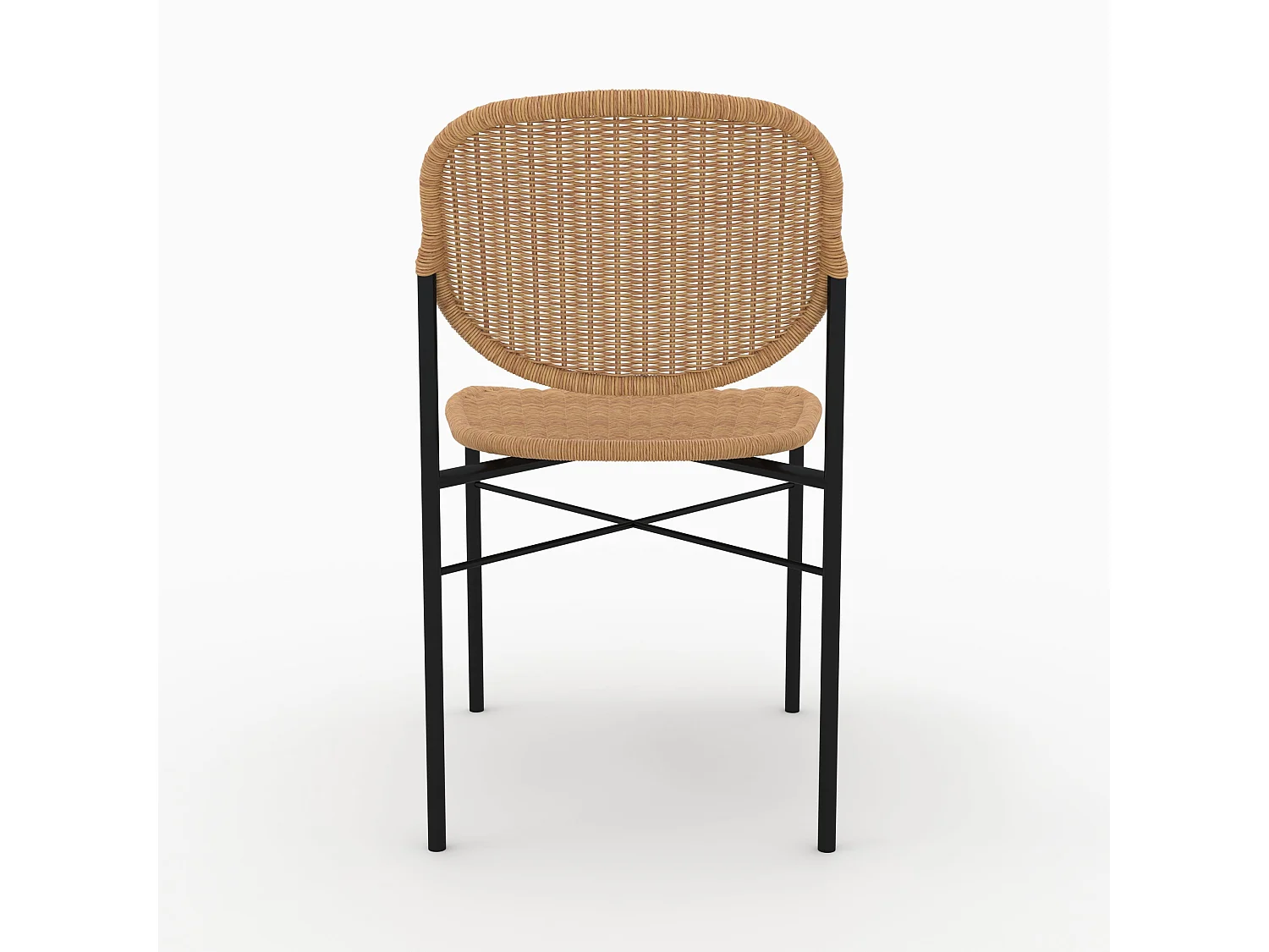 Lot de 2 chaises en résine tressée naturelle et pieds en métal - Messa