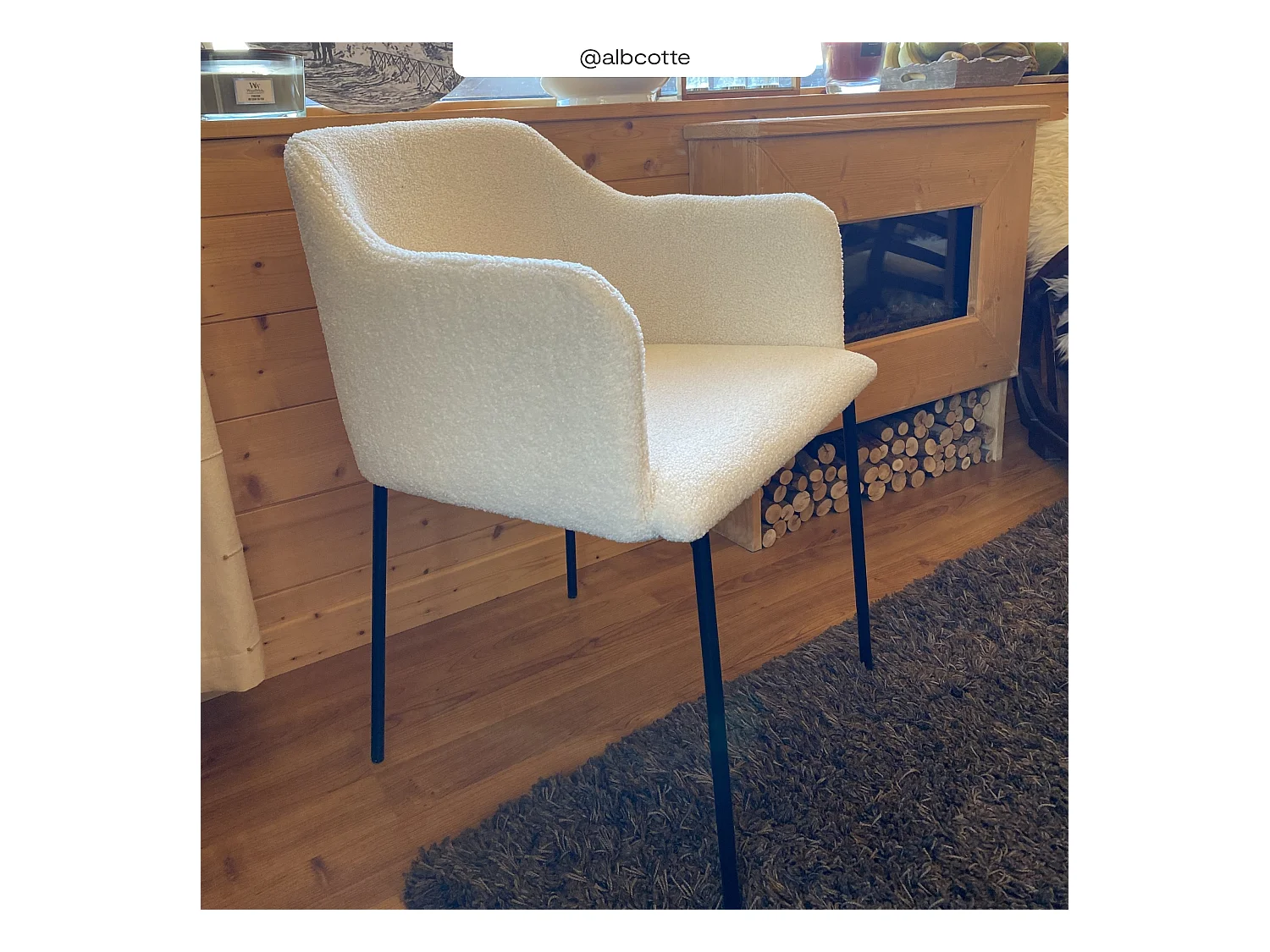 Poltrona bianca in tessuto effetto lana bouclé - Glam