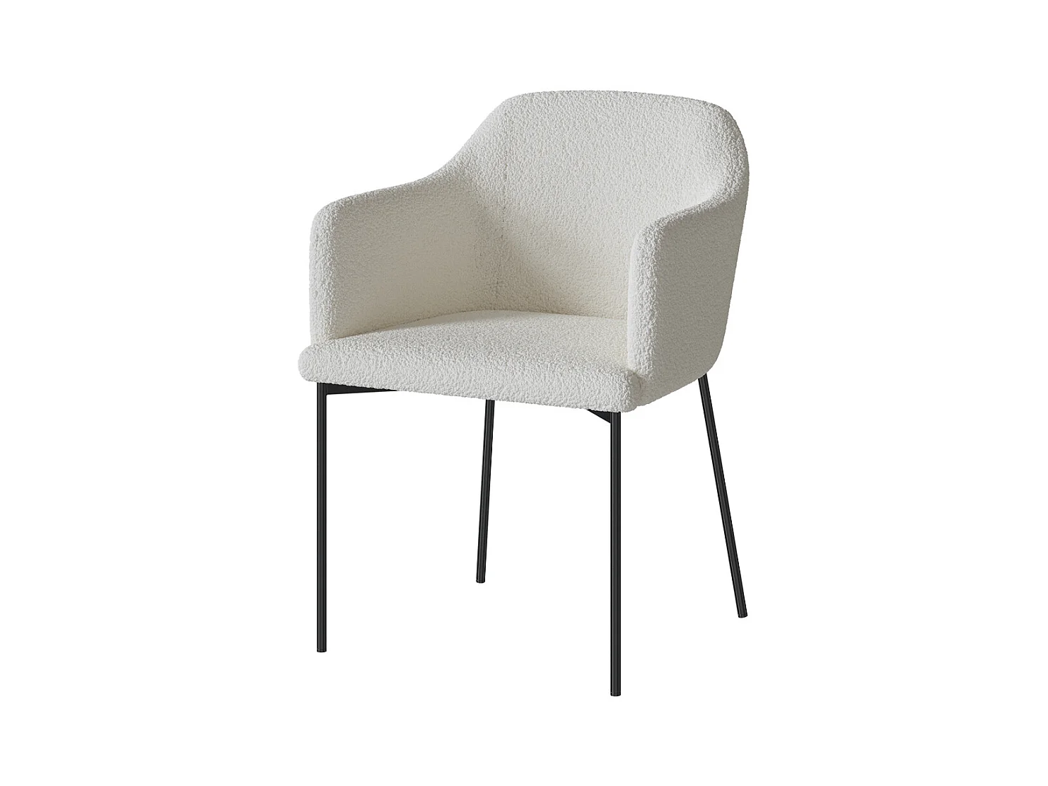 Fauteuil blanc en tissu effet laine bouclette - Glam
