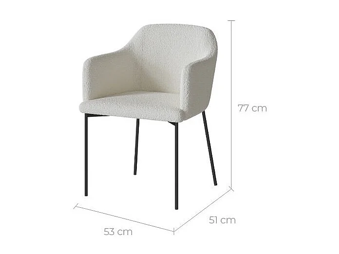 Sillón blanco en tejido bouclette efecto lana - Glam
