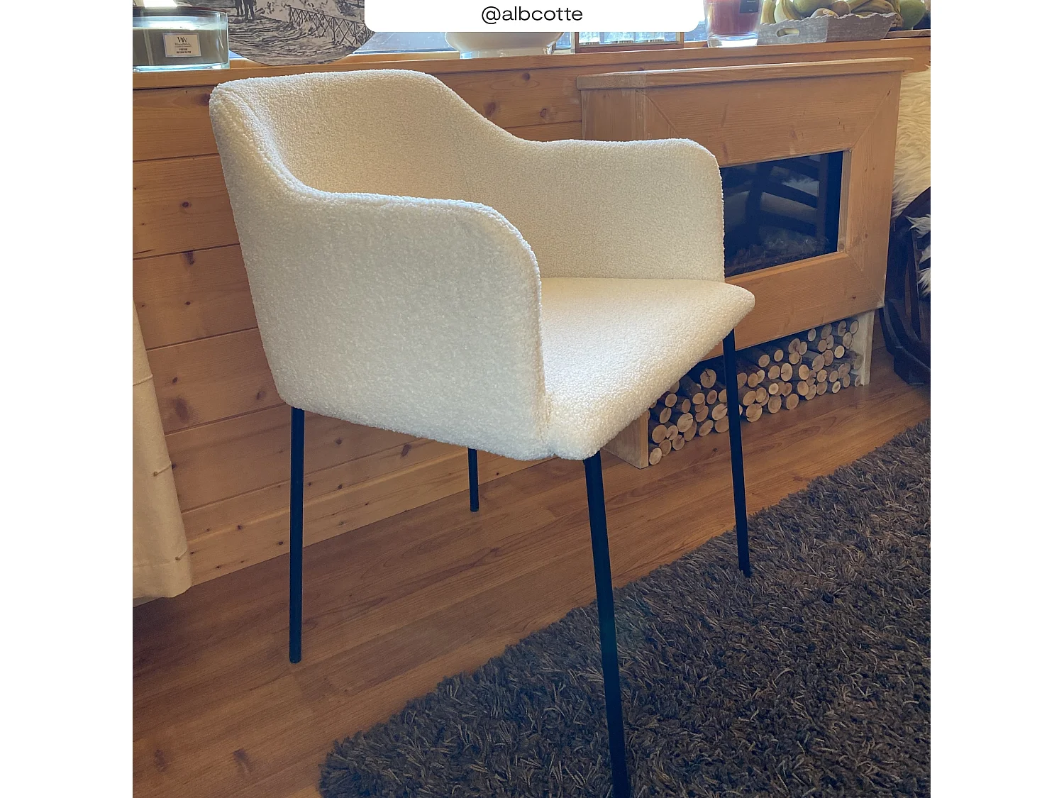 Sillón blanco en tejido bouclette efecto lana - Glam