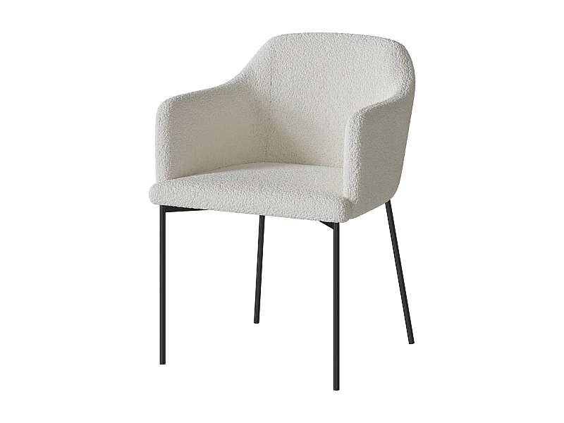 Fauteuil blanc en tissu effet laine bouclette - Glam