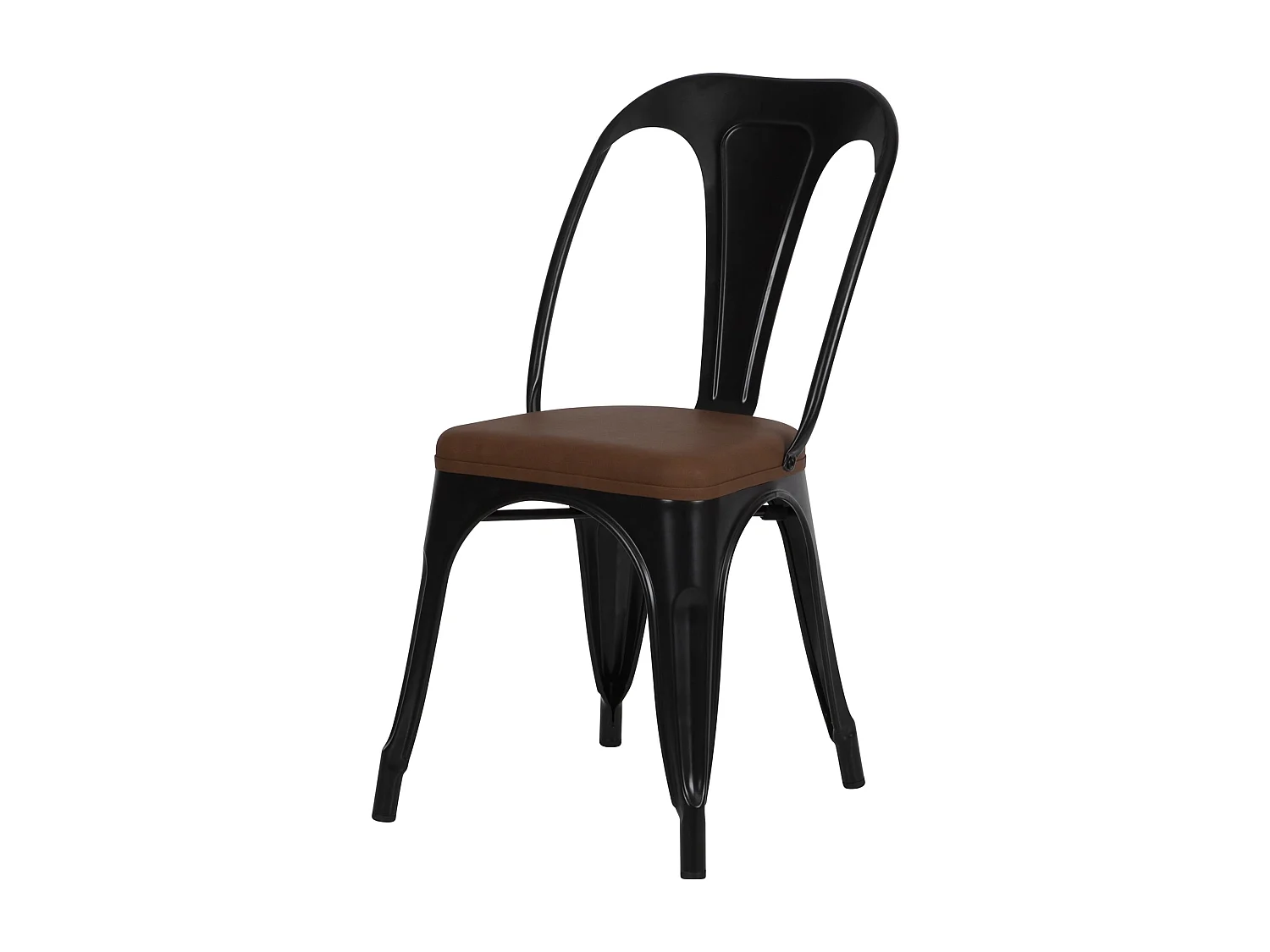 Set di 2 sedie in metallo nero e pelle sintetica marrone - Charly