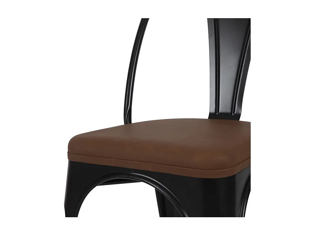 Set di 2 sedie in metallo nero e pelle sintetica marrone - Charly