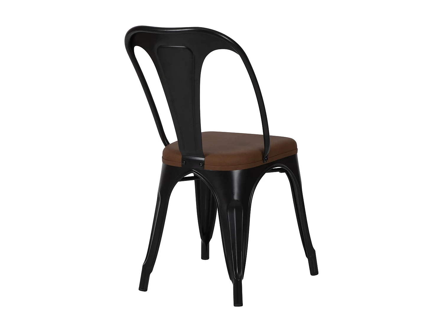 Lot de 2 chaises en métal noir et cuir synthétique marron - Charly
