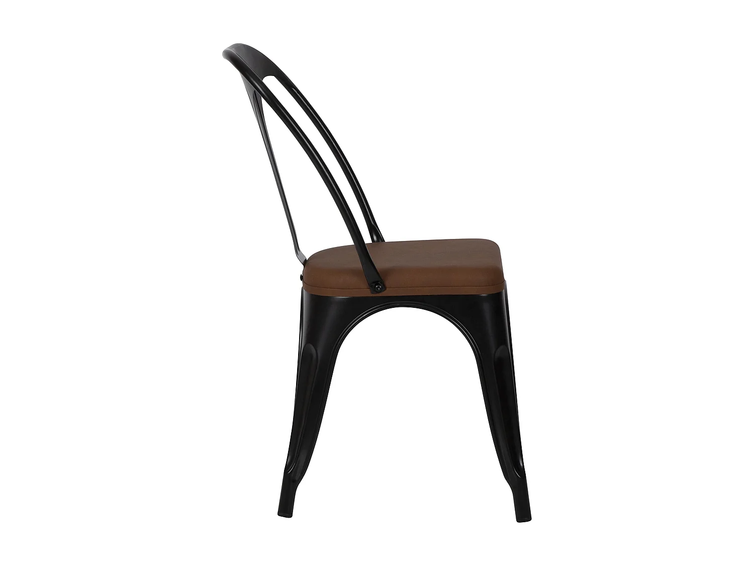 Lot de 2 chaises en métal noir et cuir synthétique marron - Charly