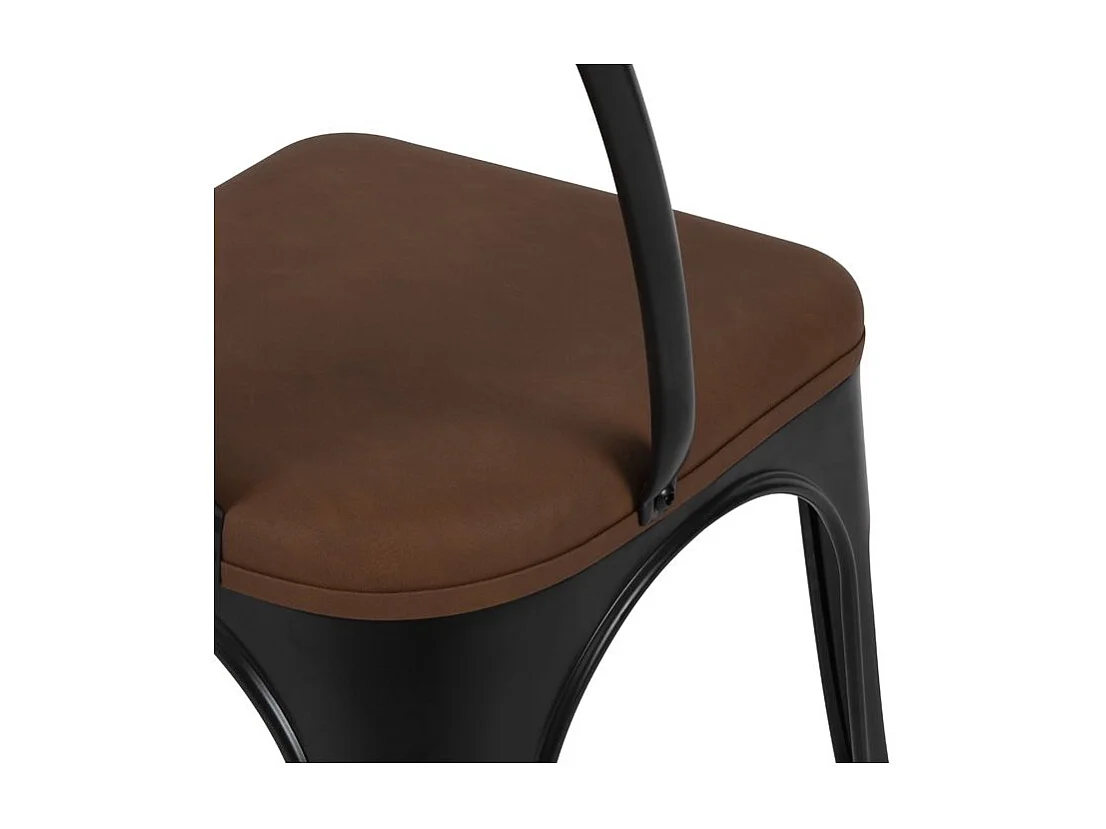 Lot de 2 chaises en métal noir et cuir synthétique marron - Charly