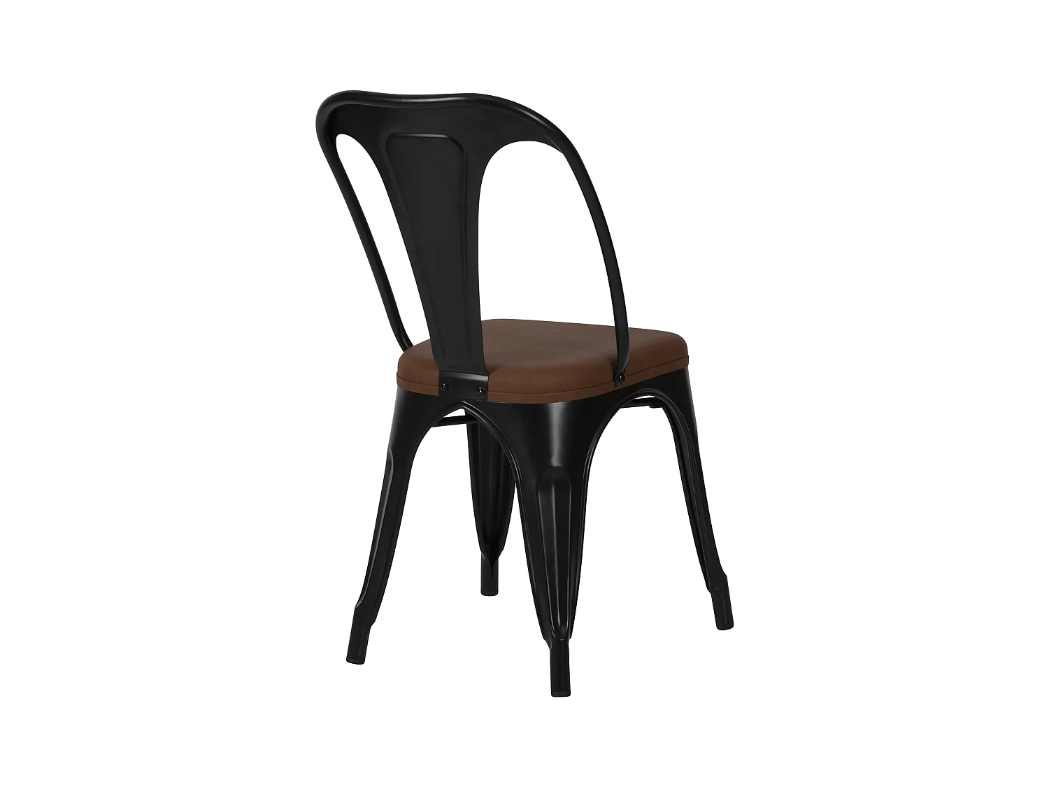 Lot de 2 chaises en métal noir et cuir synthétique marron - Charly