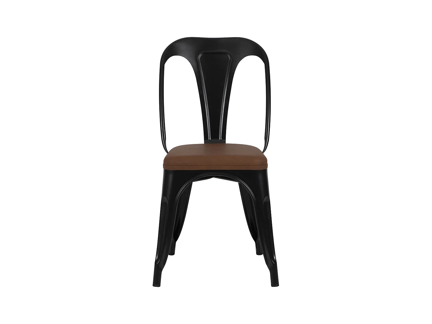 Lot de 2 chaises en métal noir et cuir synthétique marron - Charly
