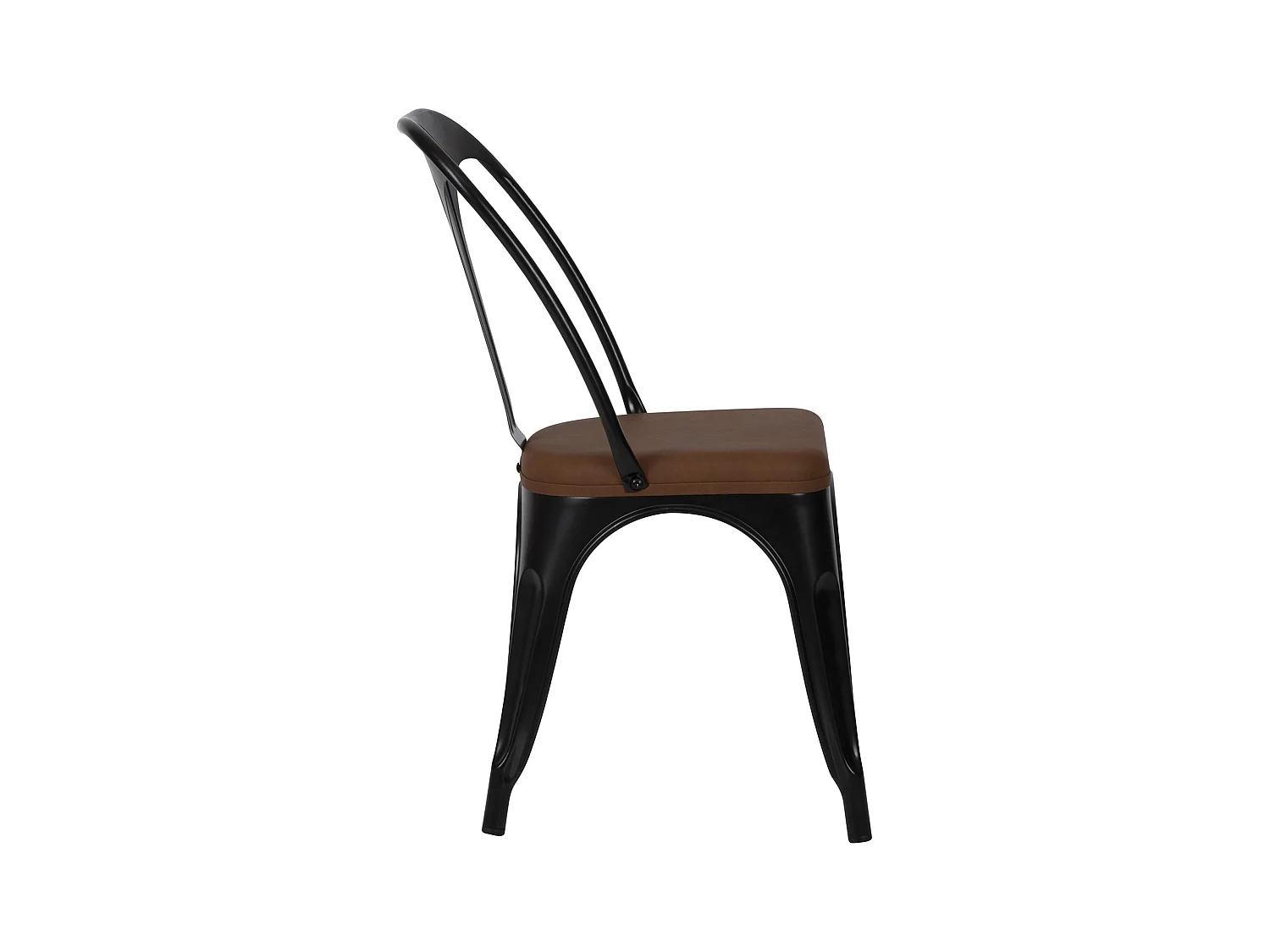 Lot de 2 chaises en métal noir et cuir synthétique marron - Charly