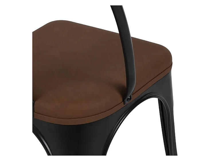 Lot de 2 chaises en métal noir et cuir synthétique marron - Charly