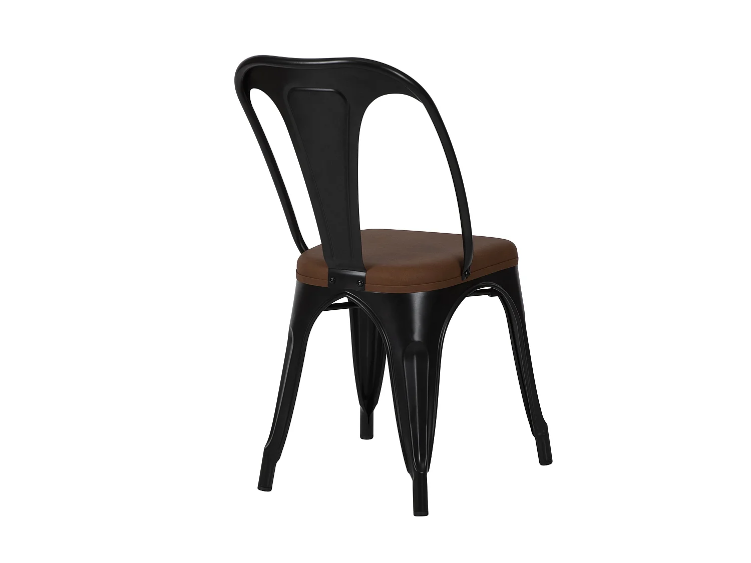 Lot de 2 chaises en métal noir et cuir synthétique marron - Charly