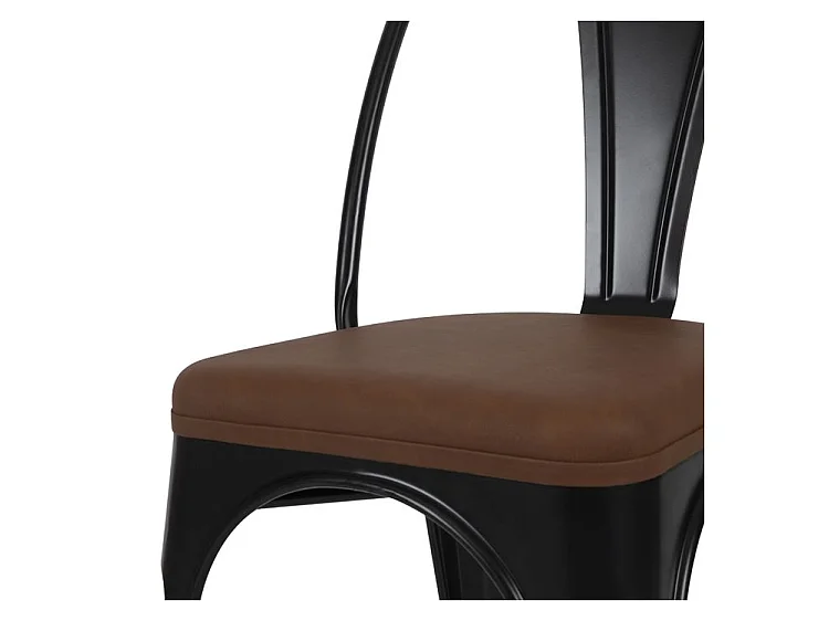 Lot de 2 chaises en métal noir et cuir synthétique marron - Charly